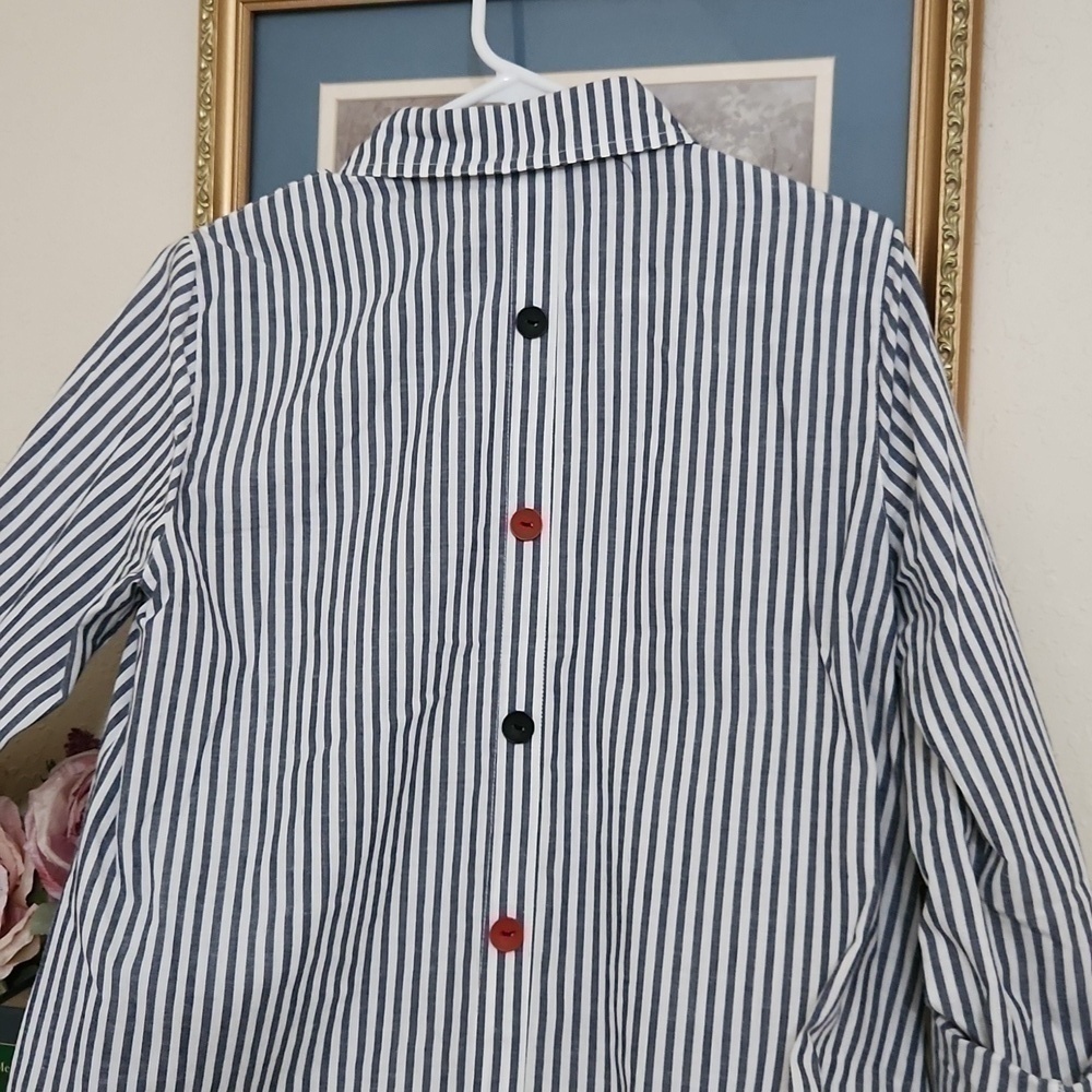 Ali Miles Oversized Button Down Tunic Artsy Art to wear Career Contemporary Glam - Picture 13 of 16